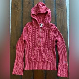 DKNY vintage belled sleeve cable knit hooded sweater top size L / M GC